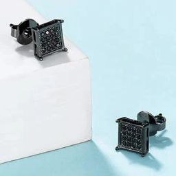 Peora Black Synthetic Stone Studded Square Shape Stud Earrings-image-39