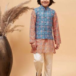 VASTRAMAY Boys Multicolor Printed Full Sleeves Kurta Sets-image-37