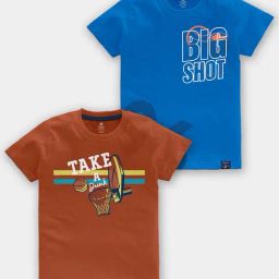 Codez Kids Rust & Royal Blue Printed T-Shirt (Pack Of 2)-image-37