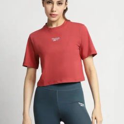 Reebok Red Cotton Plain Crop Top-image-18