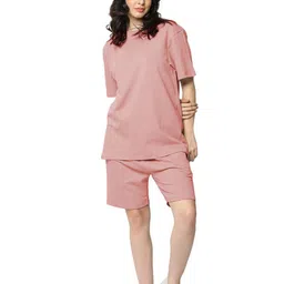FITIN OUTFIT Pure Cotton Round Neck T-Shirt With Shorts Co-Ords-picture-35