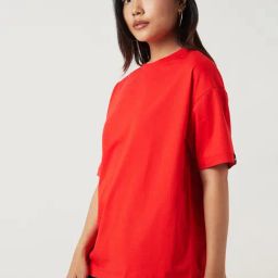 Bewakoof Red Oversized Solid T-Shirt-picture-42