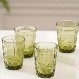 Nestasia Premium Quality Vintage Textured Green Translucent Water Glass For Serving Drinks(Set Of 4)-27