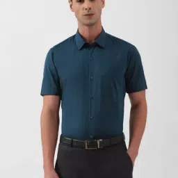 Peter England Blue Cotton Slim Fit Shirt-picture-30