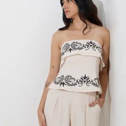 LOV by Westside Off-White Botanical Design Off-Shoulder Top-image-19