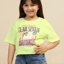 Kidsville Naruto Printed Boxy Fit Tshirt For Girls-image-13