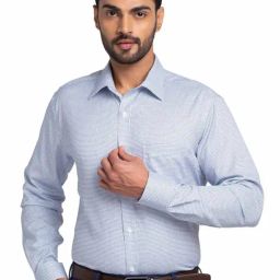Park Avenue Blue Regular Fit Checks Shirt-image-65