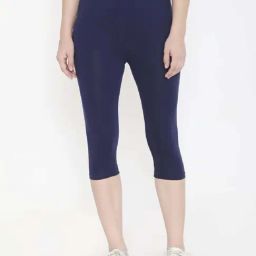 FEELINGS Navy Cotton Plain Capris-picture-10