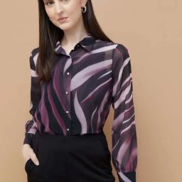 Code By Lifestyle Purple Regular Fit Printed Shirt-image-42