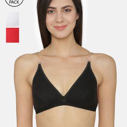 ABELINO Pack of 3 Solid Non-Wired Non Padded T-shirt Bra LEVONABLACKWHITERED-image-26