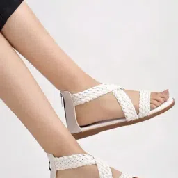 Shoetopia Kids White Cross Strap Sandals-image-63