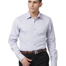 Raymond Grey Cotton Classic Fit Texture Shirts-image-43