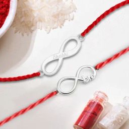 Zavya Timeless Bhaiya Bhabhi Rhodium-Plated Sterling Silver Thread Rakhi Combo-picture-0