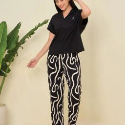 Sweet Dreams Black Plain Pyjama Set-picture-21