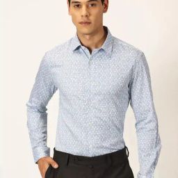 Thomas Scott White & Blue Slim Fit Printed Cotton Shirt-picture-19