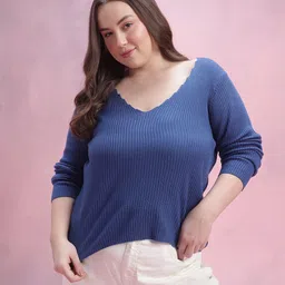 DressBerry Curve Plus Size Acrylic Ribbed Pullover-picture-33