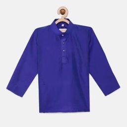 THANGAMAGAN Kids Dark Blue Solid Full Sleeves Kurta-picture-19