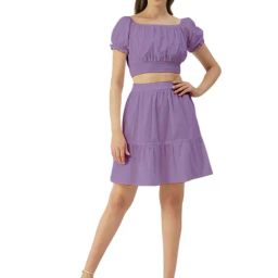 Moomaya Violet Regular Fit Crop Top With Skirt-picture-14