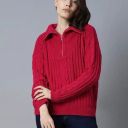 High Star Pink Textured Sweater-24