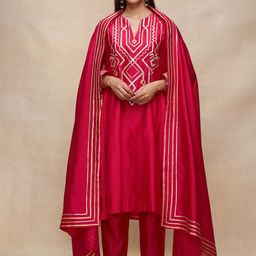 Gulabo by Abu Sandeep Women Relaxed Straight Leg Slim Fit Pleated Trousers-picture-10