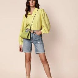 Vero Moda Yellow Self Design Shirt-picture-25