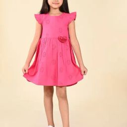 LilPicks Kids Pink Self Design Dress-image-64