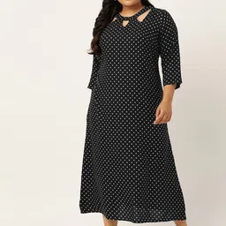 theRebelinme Women Plus Size Polka Dot Printed A-Line Midi Dress-picture-6