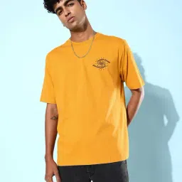 Dillinger Mustard Cotton Loose Fit Printed Oversized T-Shirt-image-53