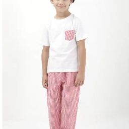 Budding Bees Kids White & Red Checks T-Shirt with Pyjamas-image-74