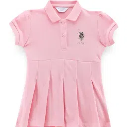 U.S. Polo Assn. Kids Baby Pink Solid Polo Dress-picture-23
