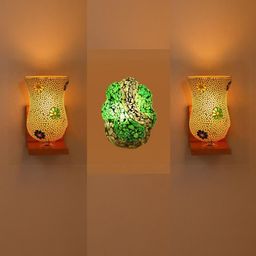 Somil Indore Mosaic Decorative Lamp Combo of Matching Wall Lamp & Blessing God Ganesh Wall Lamp, Multi Compatible with LED, Size: 15 X 15 X 17 Cm, Pack of 3.-image-64