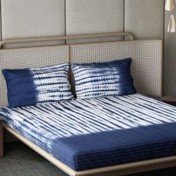 DDecor Ethnic Blue 136 TC Cotton King Bed Sheet With 2 Pillow Covers-picture-21