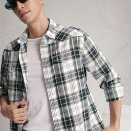 WROGN Pure Cotton Comfort Slim Fit Checked Casual Shirt-picture-4