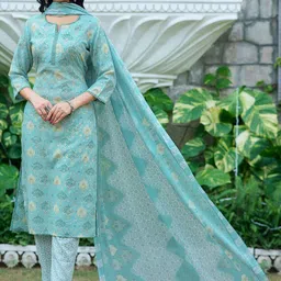 Moda Rapido Women Floral Printed Regular Kurta with Trousers & With Dupatta-picture-41