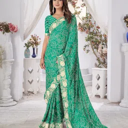 all about you Floral Printed Embroidered Saree-image-99