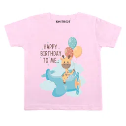 KNITROOT Half Sleeves Happy Birthday To Me Print Tee - Pink-picture-44