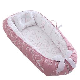 SYGA New Born Baby Nest Portable Reversible Sleeping Bed Foldable Sleeping Toddler Cotton Baby Mattress Pillow - Pink-23