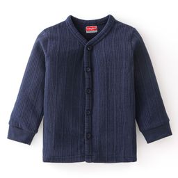 Babyhug Full Sleeves Solid Textured Thermal Vests - Navy Blue-image-98