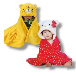 BRANDONN Flannel Swaddle Blanket Pack of 2  - Yellow & Red-image-40