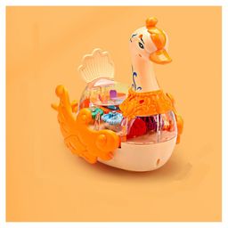YAMAMA Transparent Musical Gear Swan Toy With 360 degree Rotating Music And 3D Lights For Kids & Toddlers- Orange-image-24