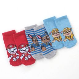 Cute Walk by Babyhug Cotton Blend Ankle Length Anti Bacterial Socks Paw Patrol Design Pack of 3 - Red & Blue-image-42
