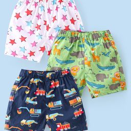 Babyhug Cotton Woven Regular Boxers Pack of 3 Elephant & Stars Print - Multicolour-image-97