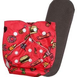 DOMENICO Washable Baby Diaper Premium Cloth Diaper Reusable, Adjustable Size, Waterproof, Pocket Cloth Diaper Nappie (1 Diaper and 1 Insert Pad)-88