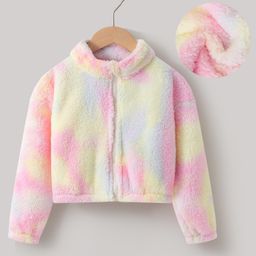Kookie Kids Full Sleeves High Neck Front Open Tie & Dye Winter Jacket - Multicolour-image-14