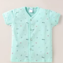 Tango Interlock Knit Half Sleeves Jhabla whit Star Print - Light Green-image-97