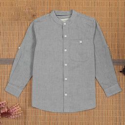 The Lion and the Fish Cotton Full Sleeves Solid Shirt - Cloud Grey-image-72