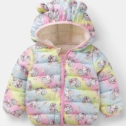 Mark & Mia Full Sleeves Hooded Padded Jacket With Unicorn & Rainbow Print - Multicolor-picture-25