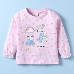 CUCUMBER Sinker Knit Full Sleeves T-Shirt with Dino Theme Print - Pink-image-62