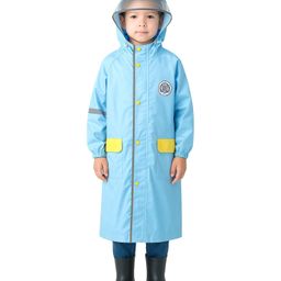 Little Surprise Box PVC Full Sleeves Abstract Patch Detailed Hooded Cap Style Glow In The Dark Raincoat With Extra Backpack Space - Blue-image-49