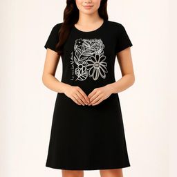 AWIBE Black Pure Cotton Nightdress-image-96